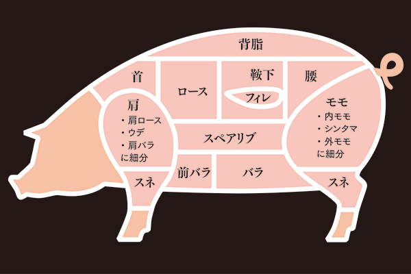 豚の部位解説画像