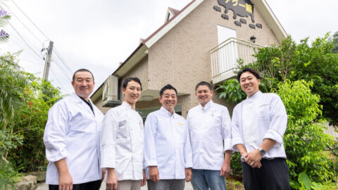 写真左から「日本料理 佐とう」佐藤良輔さん、「ピアット スズキ」木下晃輔さん、「フィリップ・ミル 東京」仲村哲也さん、「八雲 うえず」上江洲直樹さん、「京華菜 清香」川角徳聖さん